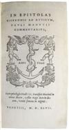 MANUTIUS, PAULUS. In epistolas Ciceronis ad Atticum . . . commentarius.  1547